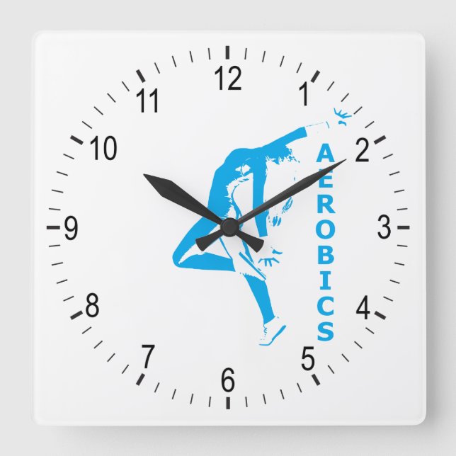 aerobics square wall clock (Front)