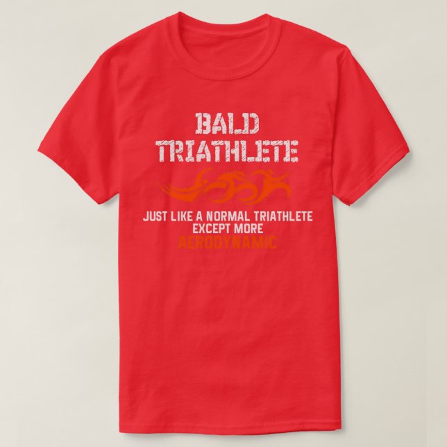 Aerodynamic Bald Triathlete T-Shirt (Design Front)