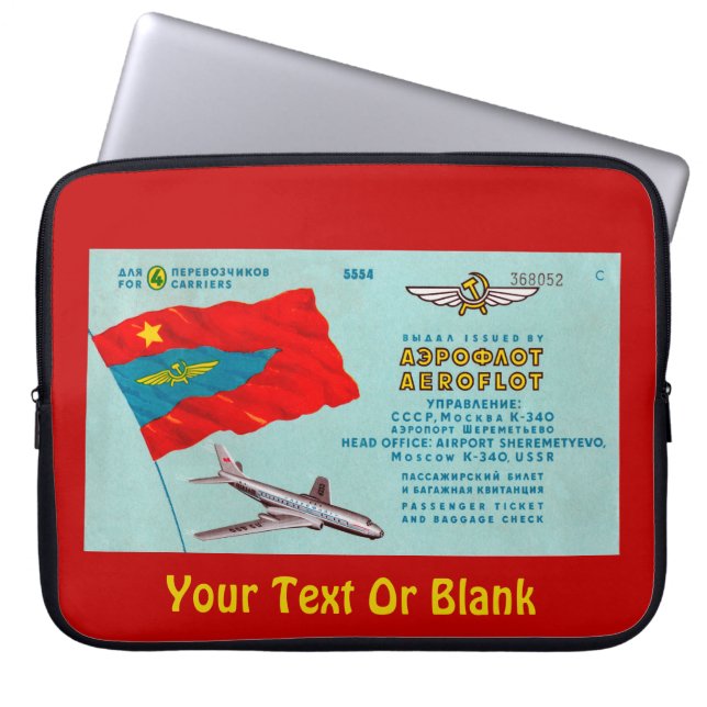 Aeroflot Passenger Ticket Laptop Sleeve (Front)