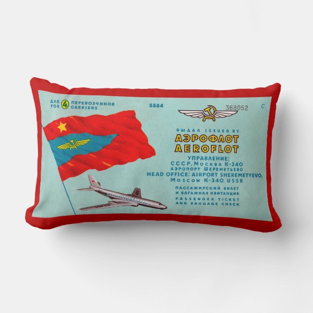 Aeroflot Passenger Ticket Lumbar Pillow (Front)