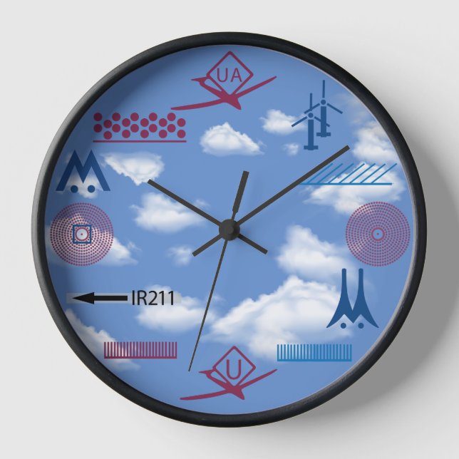 Aeronautical Symbols Chart Drone Pilot  Clock (Front)