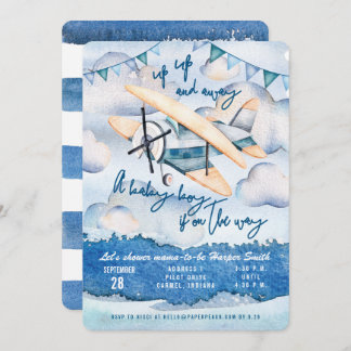 Aéronef Hydratation Bébé Boy Shower Invitation