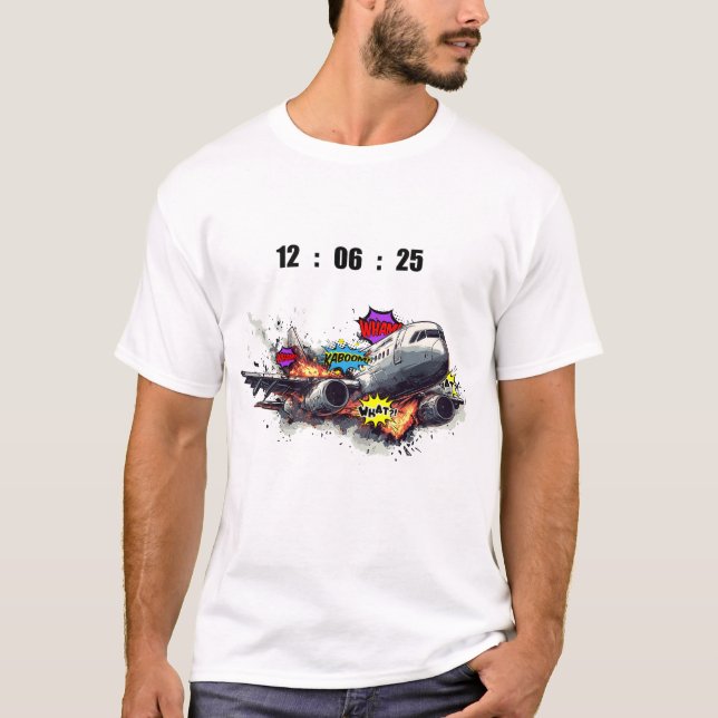 Aeroplane Crash Pop Art – Comic Explosion Style De T-Shirt (Front)