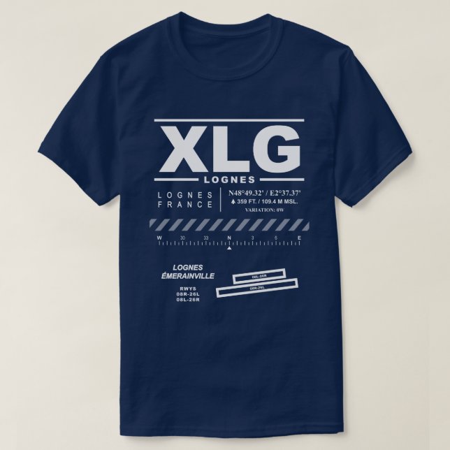 Aéroport de Lognes Émerainville XLG T-Shirt (Design devant)