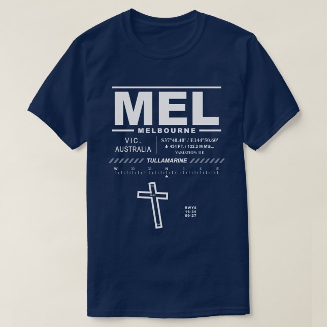 Aéroport de Melbourne Tullamarine MEL T-Shirt (Design devant)