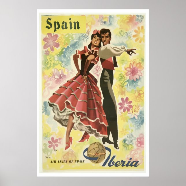 Aéroport Iberia d'Espagne Posters Vintage voyage (Devant)
