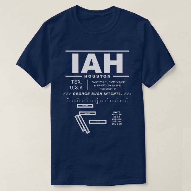 Aéroport intercontinental George Bush IAH T-Shirt (Design devant)
