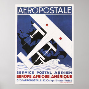 AEROPOSTALE Postal Old Airplane Poster Art Deco