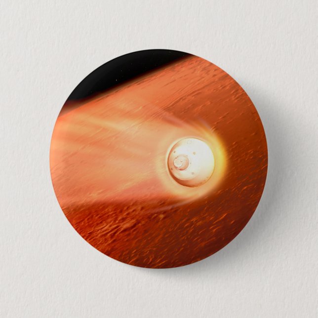 Aeroshell With Perseverance Rover Descent To Mars 2 Inch Round Button (Front)