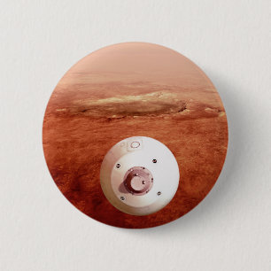 Aeroshell With Perseverance Rover Descent To Mars 2 Inch Round Button