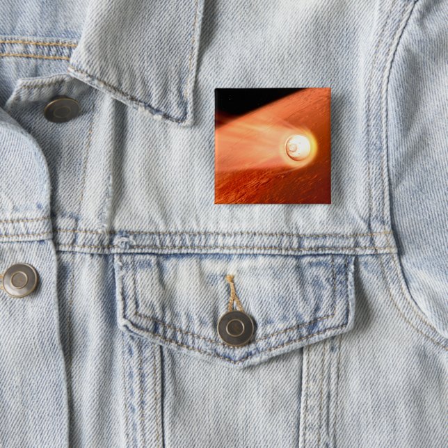 Aeroshell With Perseverance Rover Descent To Mars 2 Inch Square Button (In Situ)