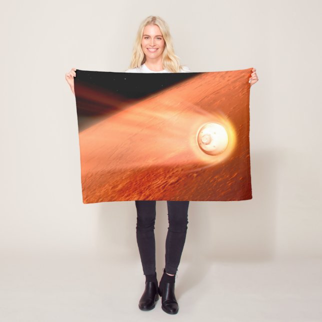 Aeroshell With Perseverance Rover Descent To Mars Fleece Blanket (In Situ)