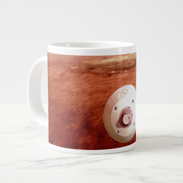 Aeroshell With Perseverance Rover Descent To Mars Large Coffee Mug (Front Left)