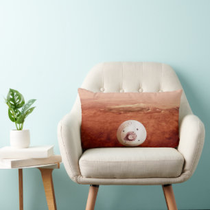 Aeroshell With Perseverance Rover Descent To Mars Lumbar Pillow