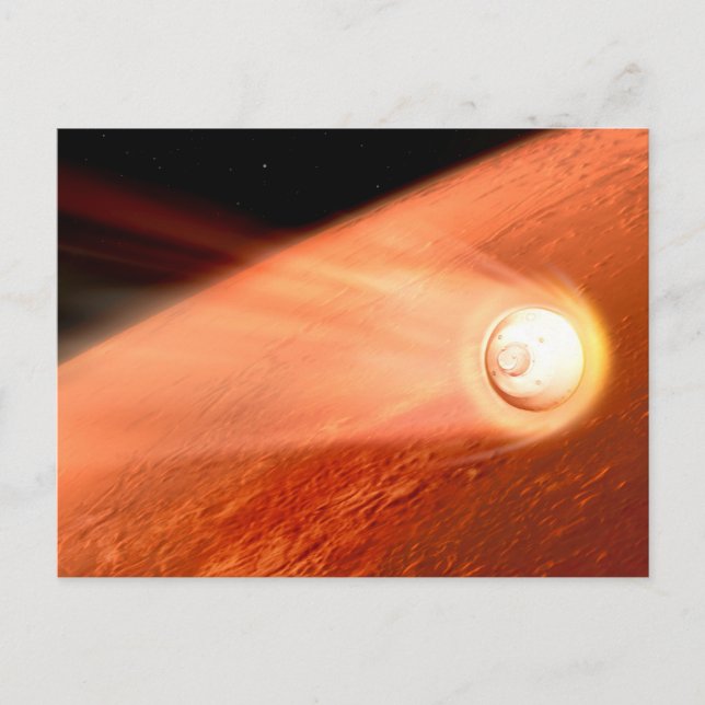 Aeroshell With Perseverance Rover Descent To Mars Postcard (Front)