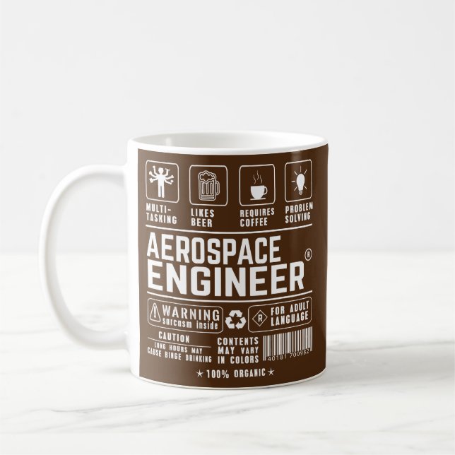 Aerospace Engineer Multitasking Beer Coffee Mug (Left)