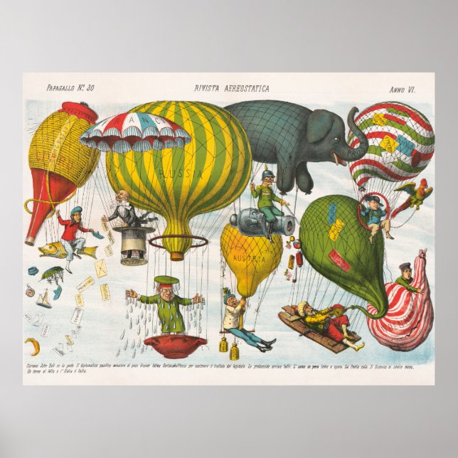 Aerostatic magazine (1878) by Augusto Grossi Poster (Front)