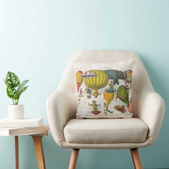 Aerostatic magazine (1878) by Augusto Grossi Throw Pillow (Chair)