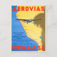Aerovias Peruanas Peru Vintage Poster 1936