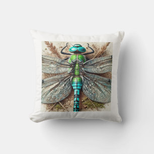 Aeshna dragonfly 290824IREF238 - Watercolor Throw Pillow