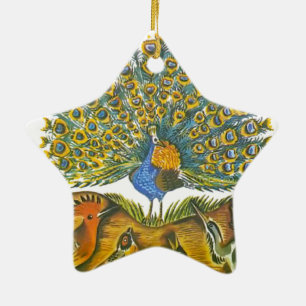Aesop's fables, the peacock and the birds ceramic ornament
