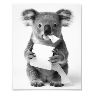 Aesthetic Adorable Koala Holding Toilet Paper Photo Print