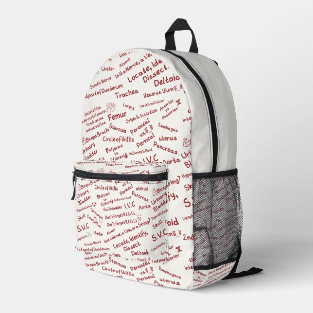 Aesthetic Anatomy Notes Medical Student Backpack (Back Corner Right)