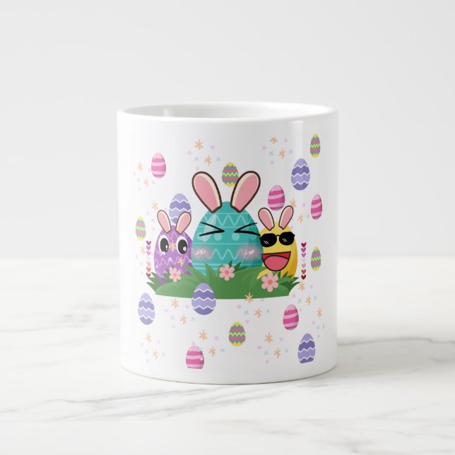 Aesthetic and cute easter egg pattern  large coffee mug (Front)