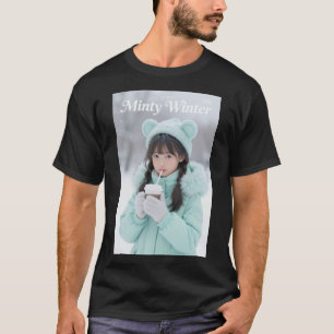 Aesthetic Anime Winter Girl Mint Green Shirt
