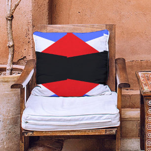 Aesthetic Art Red & Bleu Modern Colour Block Throw Pillow