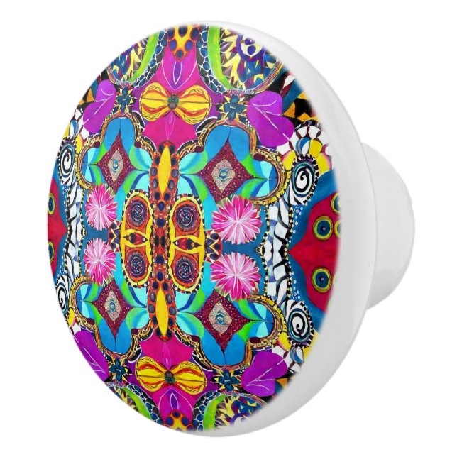 Aesthetic artsy multicolor pattern Bahia inspired  Ceramic Knob (Right)