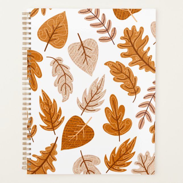 Aesthetic Autumn Leaves, Fall Theme Pattern Planner (Front)