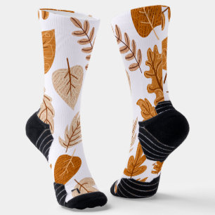 Aesthetic Autumn Leaves, Fall Theme Pattern Socks