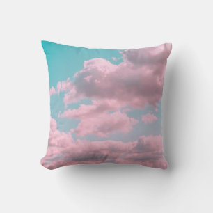 Aesthetic background with beautiful turquoise sky throw pillow