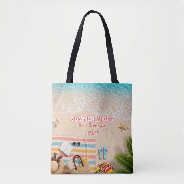 Aesthetic Beach Summer Tote Bag (Front)