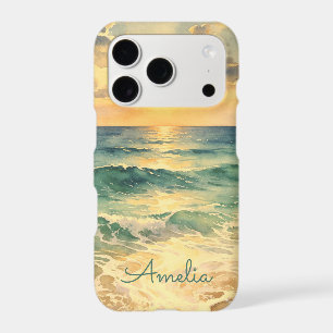 Aesthetic Beach Sunset Watercolor Custom Name