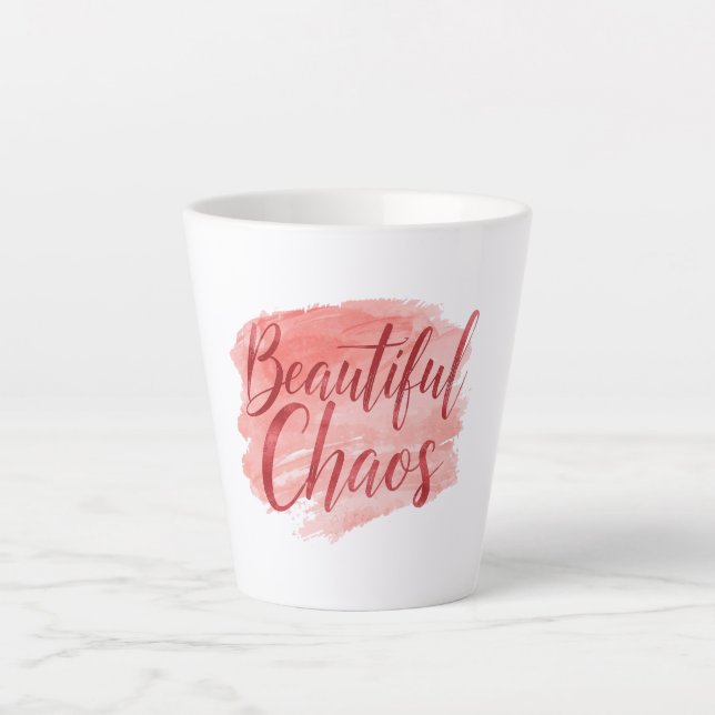 Aesthetic Beautiful Chaos Script Typography Latte Mug (Front)