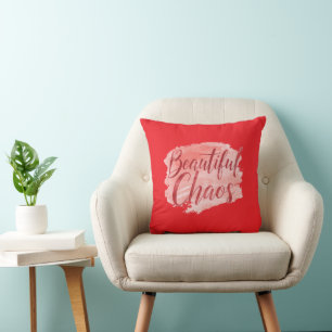Aesthetic Beautiful Chaos Script Typography Throw Pillow