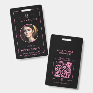 Aesthetic Beauty Professional Pink Black ID Name Badge