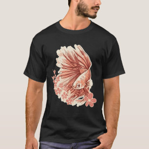 Aesthetic Betta Fish with Japanese Cherry Blossoms T-Shirt