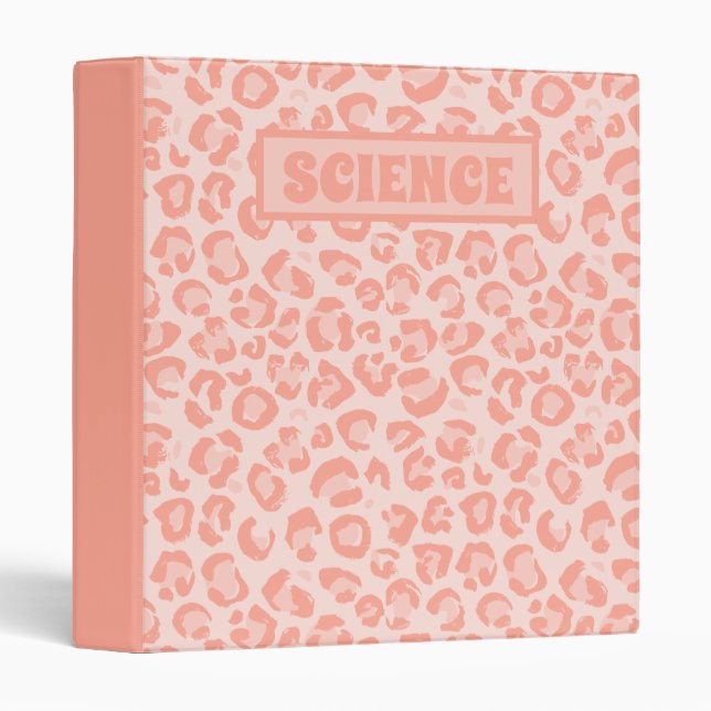 Aesthetic Binder, Peach Leopard Print Binder (Front/Spine)