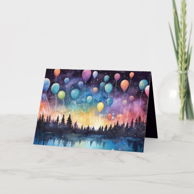 Aesthetic  Birthday Lake Landscape Greeting Card (Front)