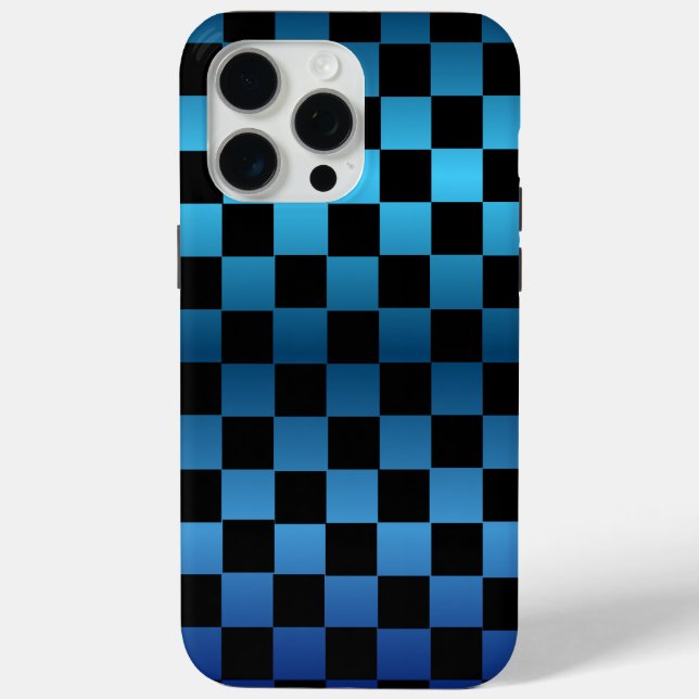 Aesthetic black and blue checkerboard retro Case-Mate iPhone case (Back)