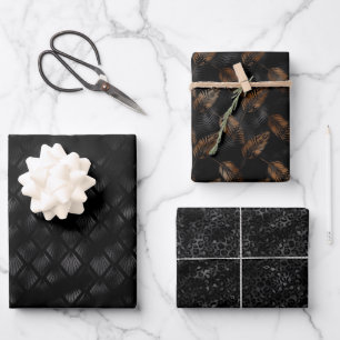 Aesthetic Black and Brown Texture Pattern Wrapping Paper Sheet