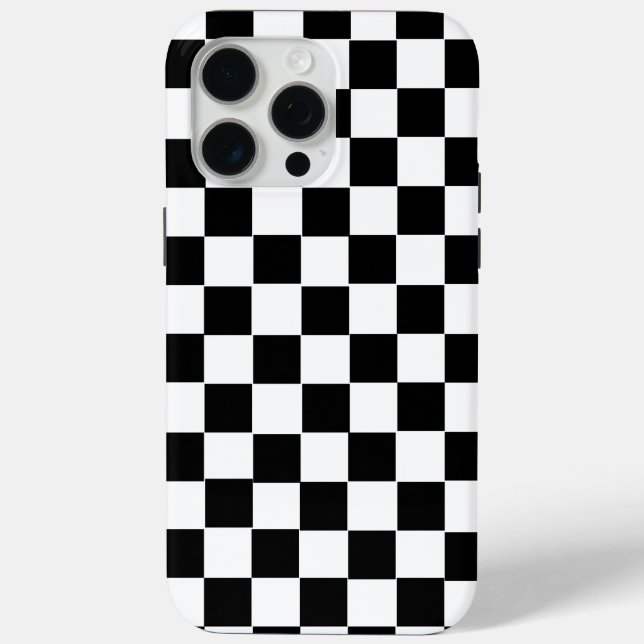 Aesthetic black and white checkerboard retro Case-Mate iPhone case (Back)