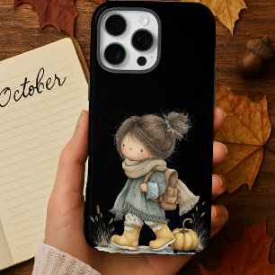 Aesthetic Black Cozy Boho Autumn Little Girl  Case