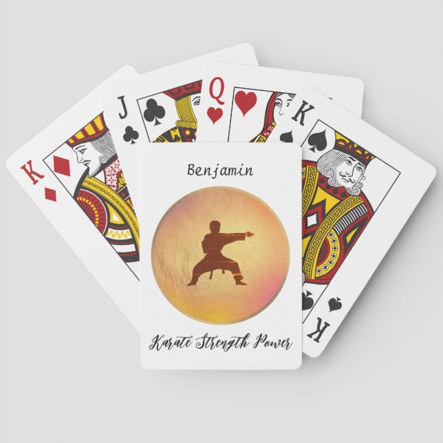 Aesthetic Black Font Japan Karate Martial Arts Playing Cards (Back)