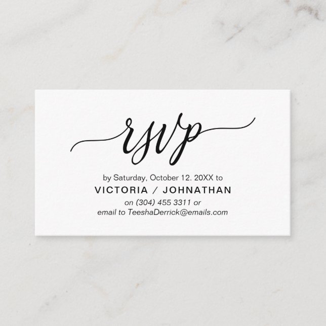 Aesthetic Black Font, Party Dinner RSVP respond Enclosure Card (Front)