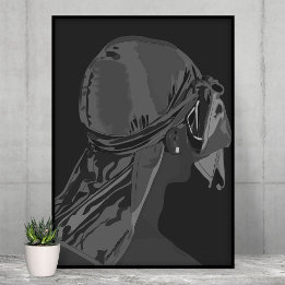 Aesthetic Black man with durag black and white art Poster