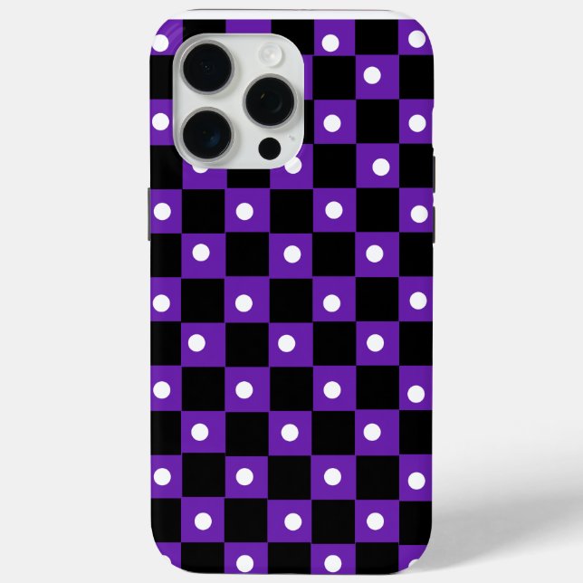 Aesthetic black purple chequerboard with retro dot Case-Mate iPhone case (Back)